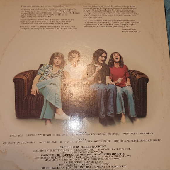 vintage 1977 vinyl record album titled "I'm In You" by Peter Frampton. - Picture 5 of 9